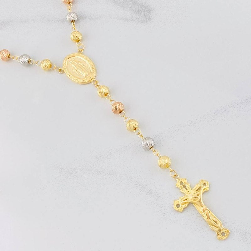 Rosary Miraculous Virgin 22.95g / 28 in / 7mm Three Golds 18K