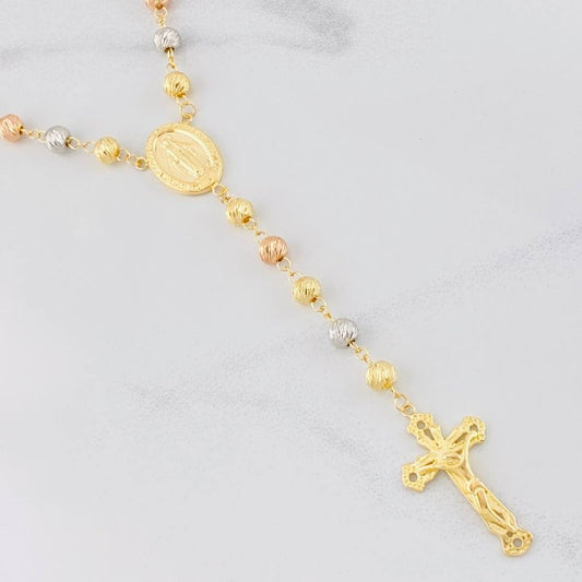Rosary Miraculous Virgin 22.95g / 28 in / 7mm Three Golds 18K