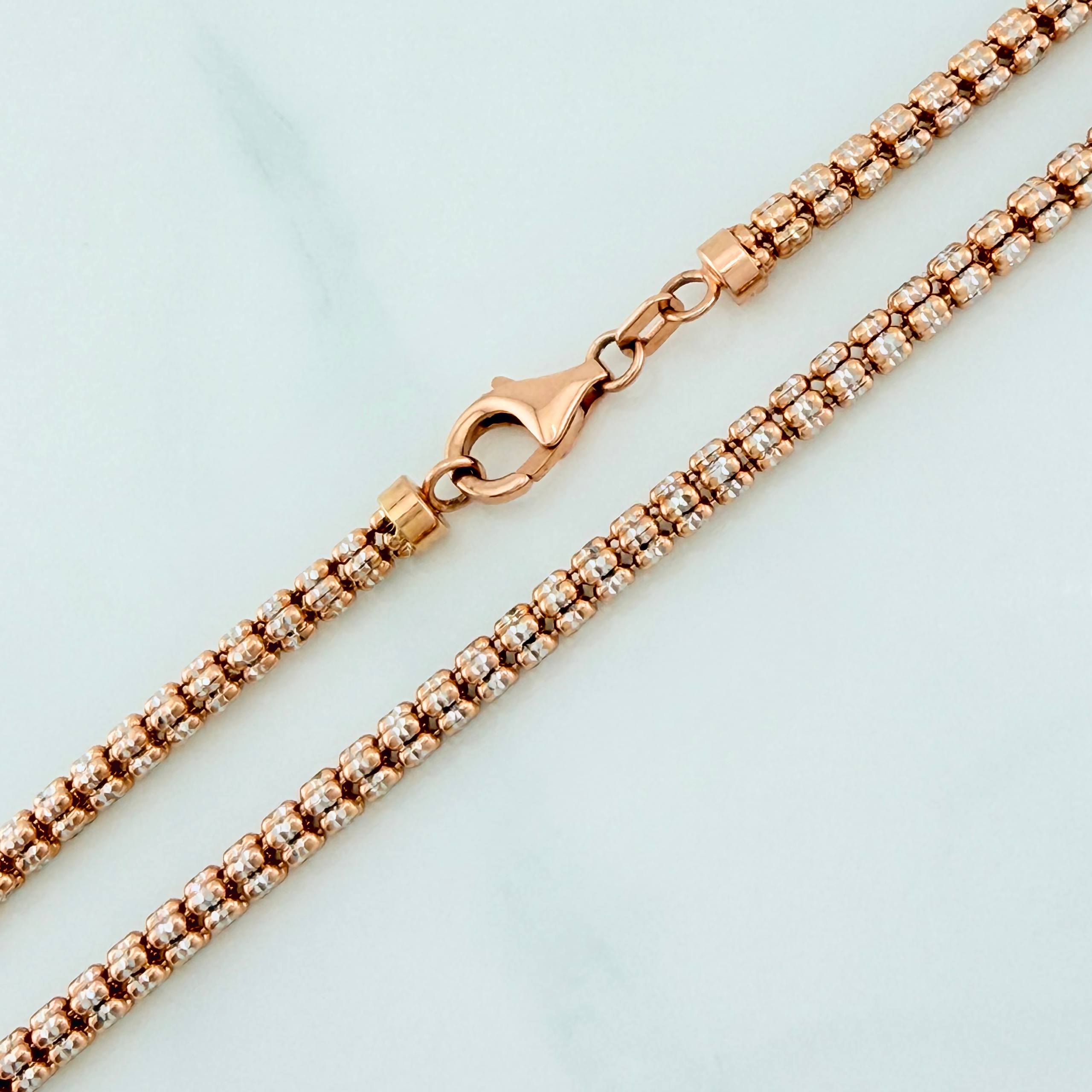 Ice Chain 24 g / 27 3/4 in / 3 mm Two-Tone White and Rose Gold 18K