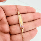 Pulso Bebé Placa Bebe Aro Seguido Corazón 3 g / 5 1/2 in / 0.75 mm Oro Amarillo 18K