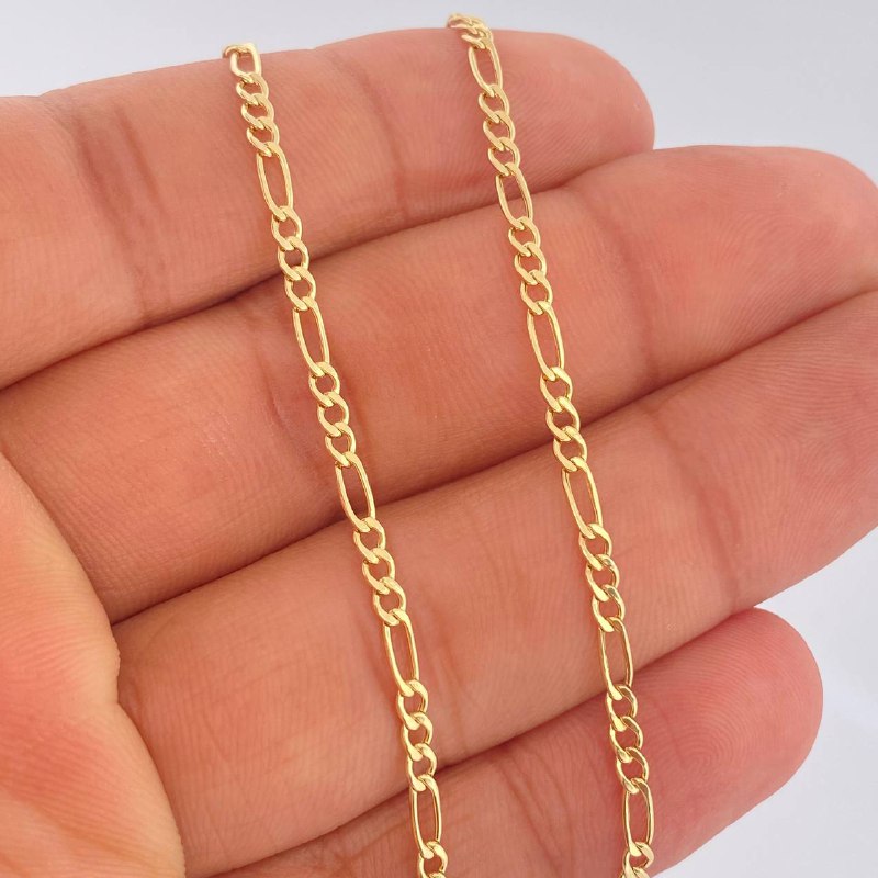 Figaro Chain 2.75gr / 24in / Yellow Gold +1 14K Italy $