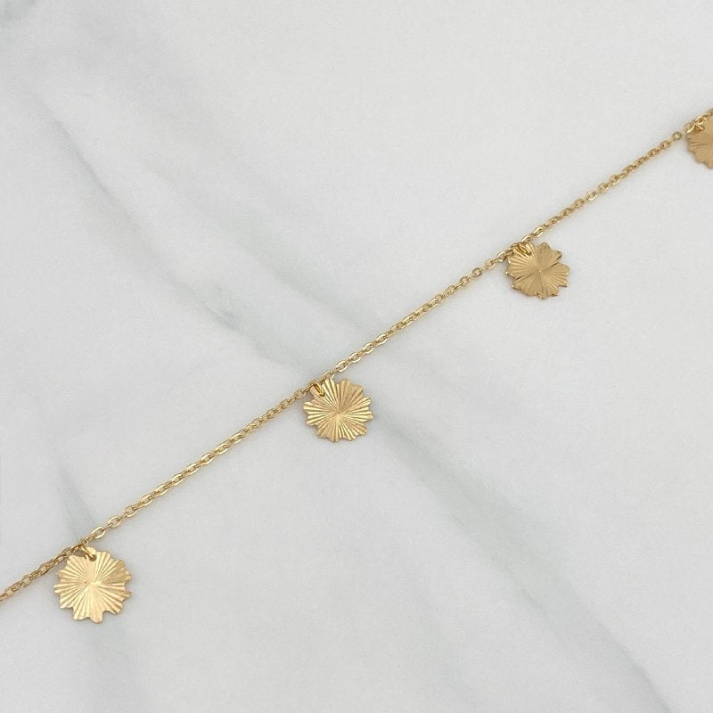 Tobillera Trebol Aro Seguido 2.25 g / 10 in / 1.2 mm Oro Amarillo 18K