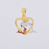Dije Corazón Delfines 2.3g / 1 in Tres Oros 18K