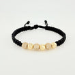 Black Woven Bracelet Fire Beads Diamond Cut Beads Yellow Gold 18K
