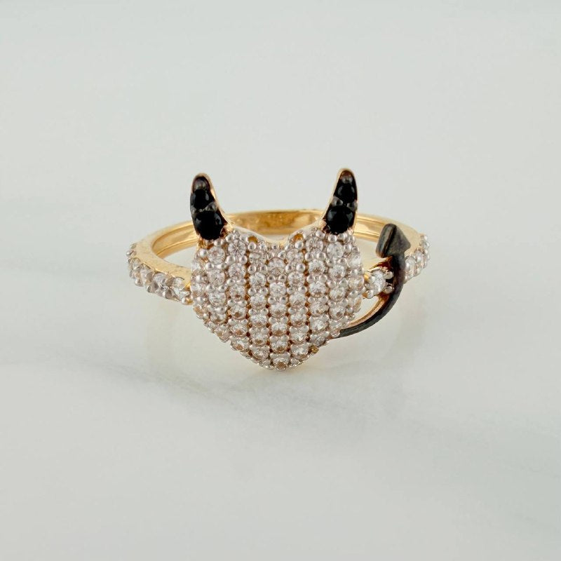 Anillo Corazon Devil 2.45gr / T5 1/4 / 3/4 in / Tres Oros 18K $