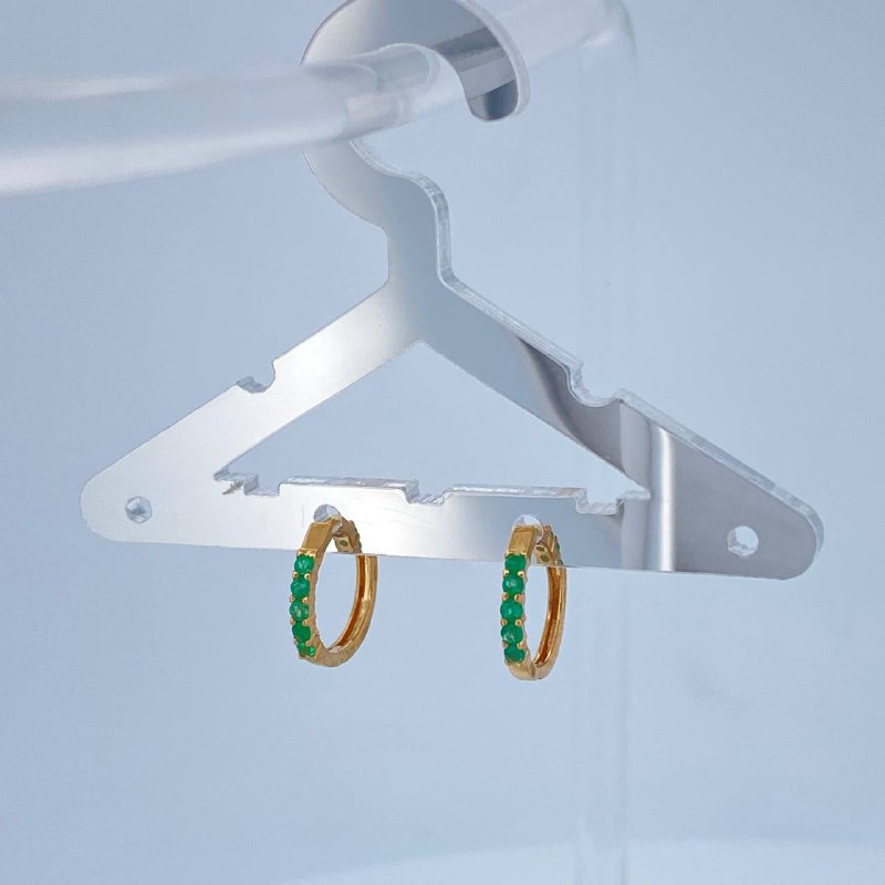 Hoop Earrings Carril Vasteado Emerald 1.05gr / 1/2 in / 18K Gold +