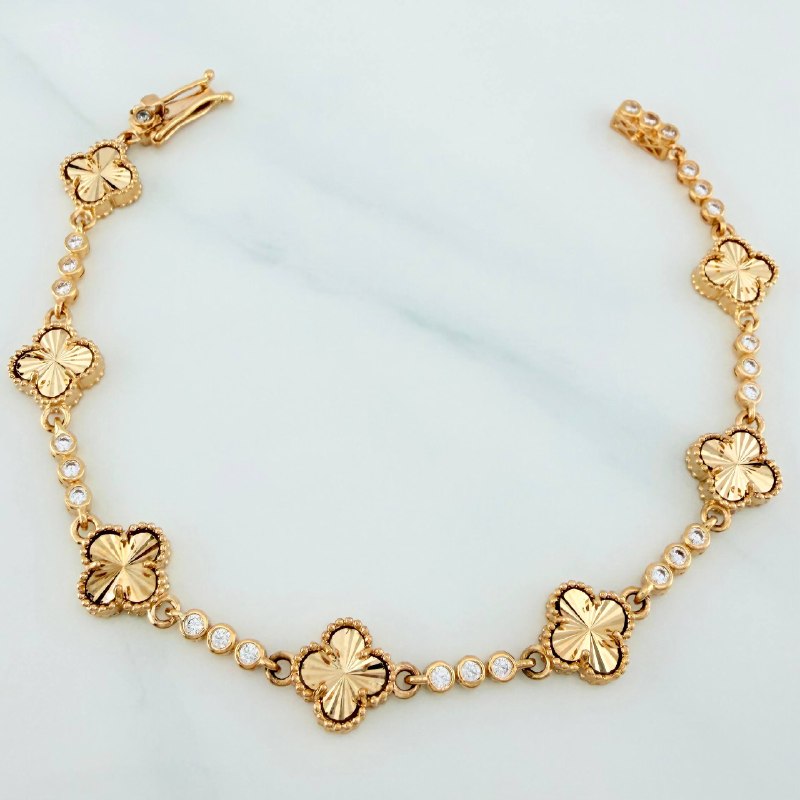 Tennis Bracelet Clover 10.35 g / 7 1/4 in / 2.6 mm Yellow Gold 18K