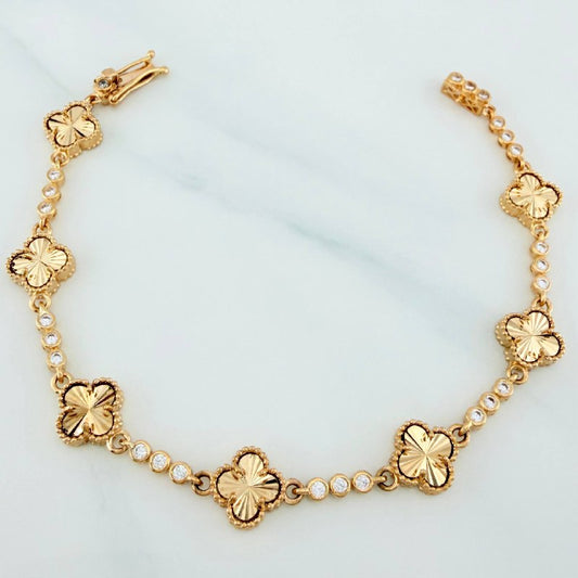 Tennis Bracelet Clover 10.35 g / 7 1/4 in / 2.6 mm Yellow Gold 18K
