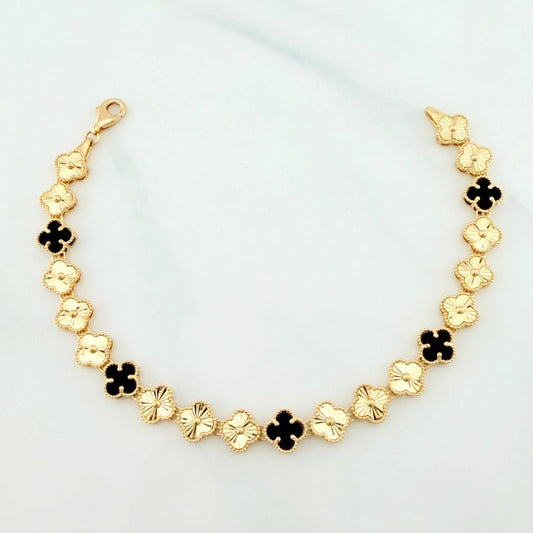 Clover Bracelet Diamond Cut 8.9 g / 7 in / 7.2 mm 18K Yellow Gold