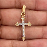 Rhombus Cross Pendant 1.45gr / 1 1/4 in / Two-Tone Yellow White Gold 18K &