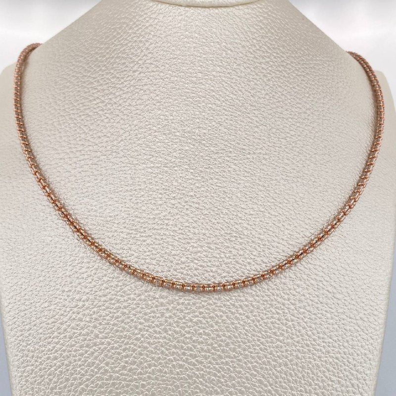 Ice Chain 12.5gr / 24in / Two Tones White Rose +4 14K Italy &