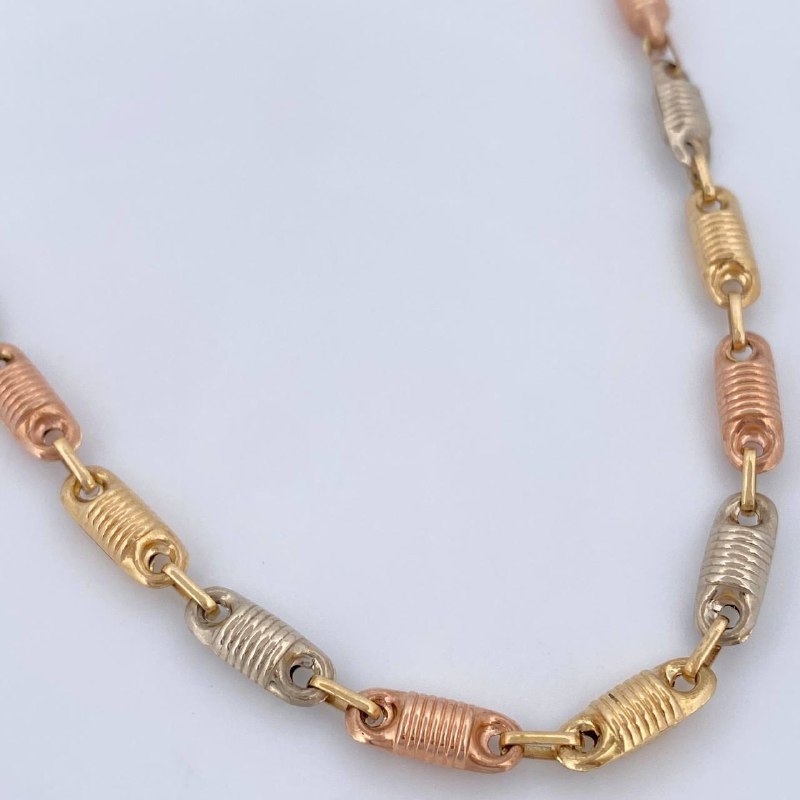 Rustic Barrel Chain 13.15gr / 23 1/4in / Three 18K Golds