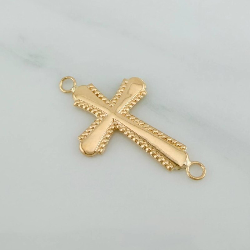 Charm Bordered Cross 0.8gr / 1 1/4 in / 18K Yellow Gold %