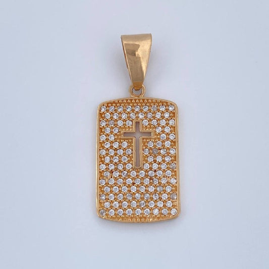 Dije Cruz Placa 3gr / 1 1/4 in / Oro Amarillo 18K $