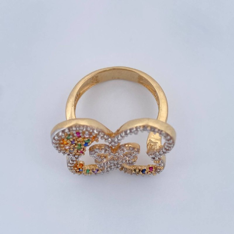 Butterfly Ring in Relief 5.1gr / Size 6 1/2 / Two-tone Yellow White 18K Gold &