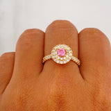 Solitaire Ring Dense Halo 3.85 g / T6 1/2 Yellow Gold 18K