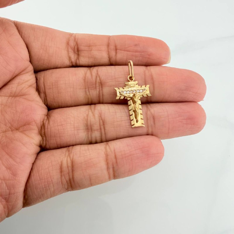 Dije Cruz Cristo Milagroso 2.2 g / 1 in Oro Amarillo 18K