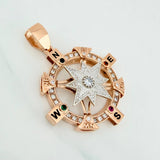 Pendant Compass Cardinal Star 32 g / 2 1/4 in Two Golds White Rose 18K