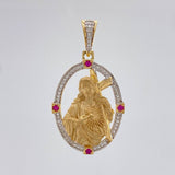 Dije Sagrado Corazon De Jesus 7.7 g / 1 3/4 in Dos Oros Amarillo Blanco 18K