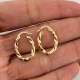 Hoop Earrings Milu Oval Striped 1.55 g / 3/4 in Yellow Gold 18K