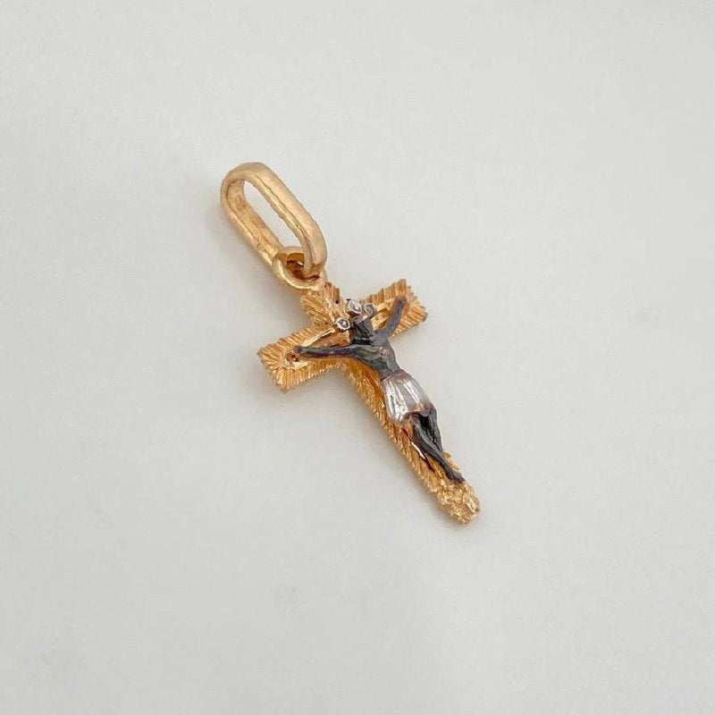 Dije Cruz Cristo Milagroso De Buga 0.85 g / 1 in Tres Oros 18K