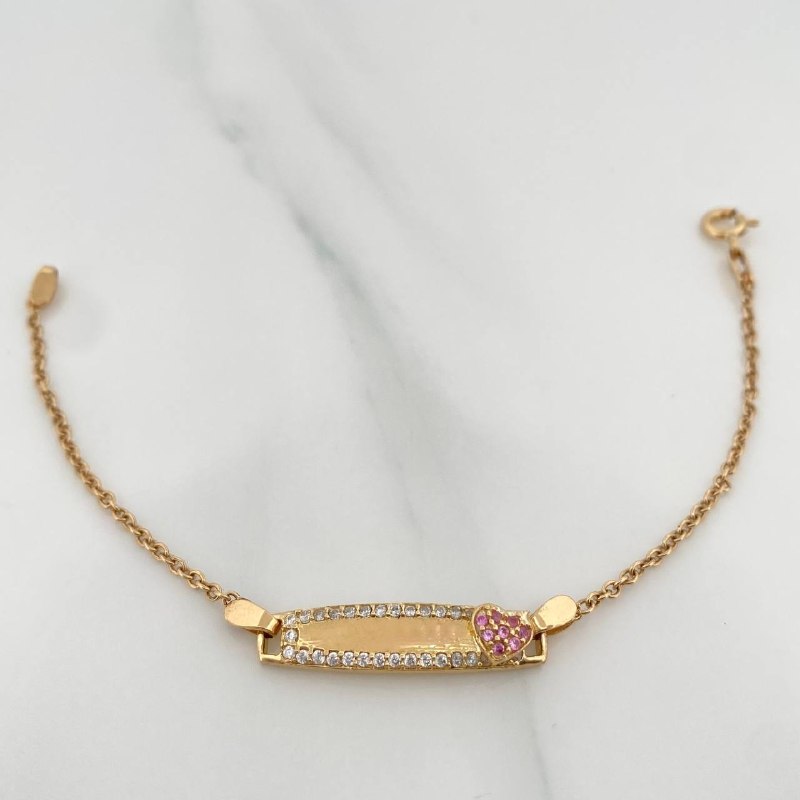 Pulso Bebé Placa Bebe Aro Seguido Corazón 3 g / 5 1/2 in / 0.75 mm Oro Amarillo 18K