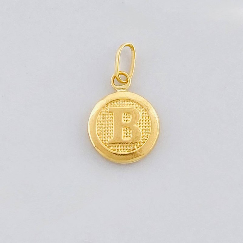 Pendant Circle Letter B 0.4g / 3/4 in Yellow Gold 18K