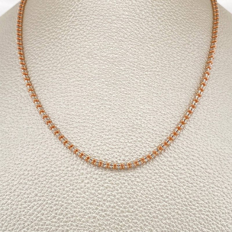 Cadena Ice 12.85gr / 24 1/4 in / 2.3mm Dos Oros Blanco Rosa +4 14K Italy %