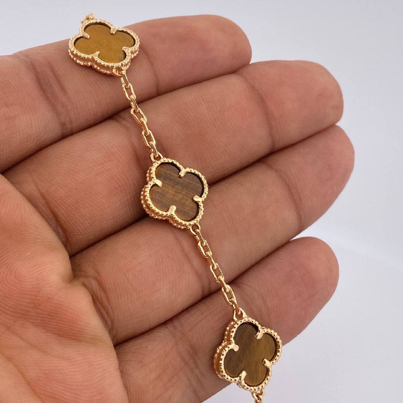 Paperclip Bracelet Clover 11.55gr / 7.3in / 18.5cm / Yellow Gold Nac.Esp. 18K $