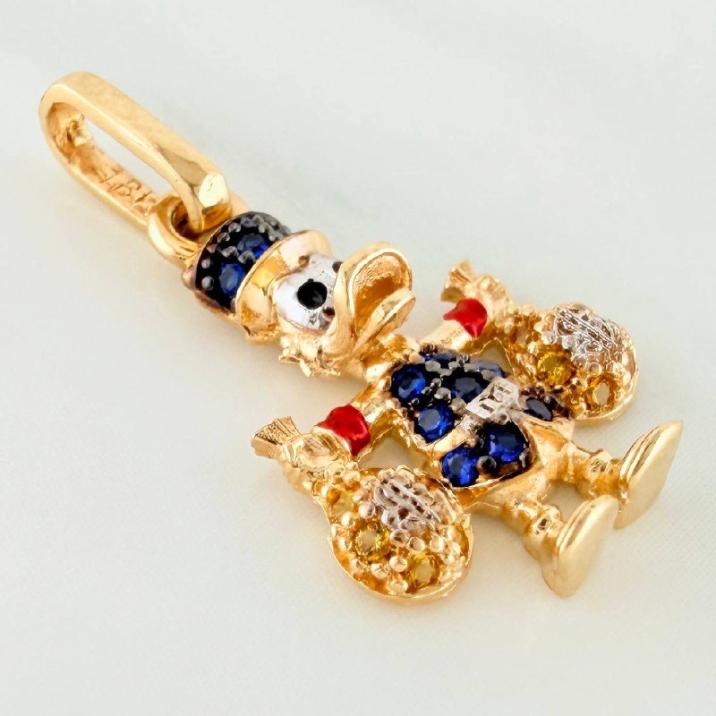 Pendant Duck Money Bags 1.5 g / 3/4 in Three Golds 18K