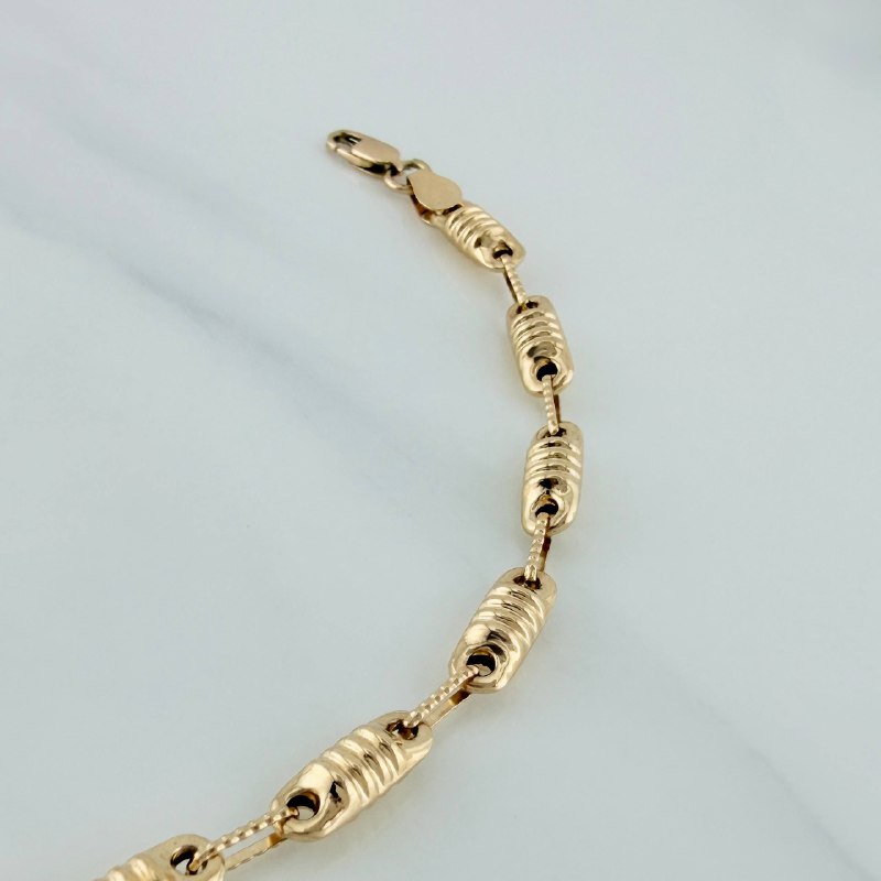 Pulso Rustico Cilindro Barril 5.5 g / 10 1/4 in / 3.9 mm Oro Amarillo 18K