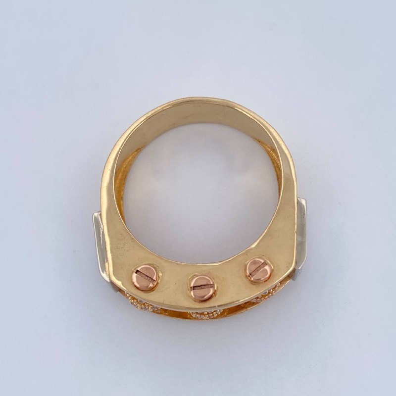 Fire Beads Ring 12.4gr / Size 10 3/4 / Three Golds 18K &