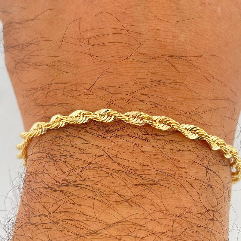 Rope Bracelet 2.7gr / 7 3/4 in / 14K Yellow Gold +3 Italy &