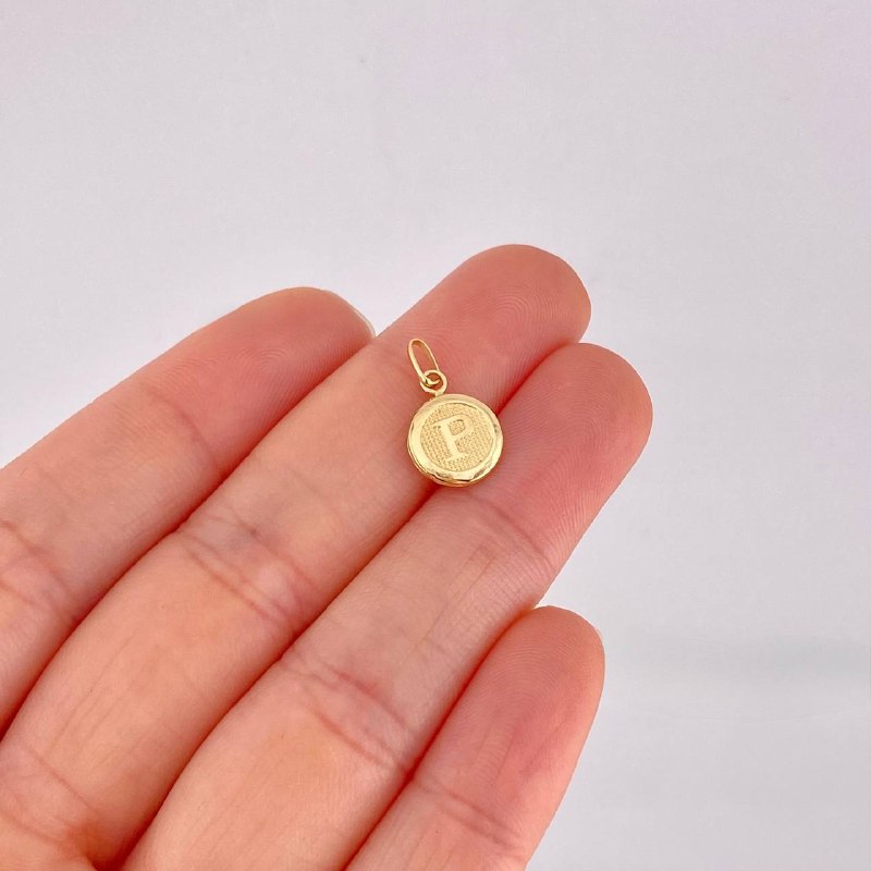 Pendant Circle Letter P 0.4g / 1/2 in Yellow Gold 18K