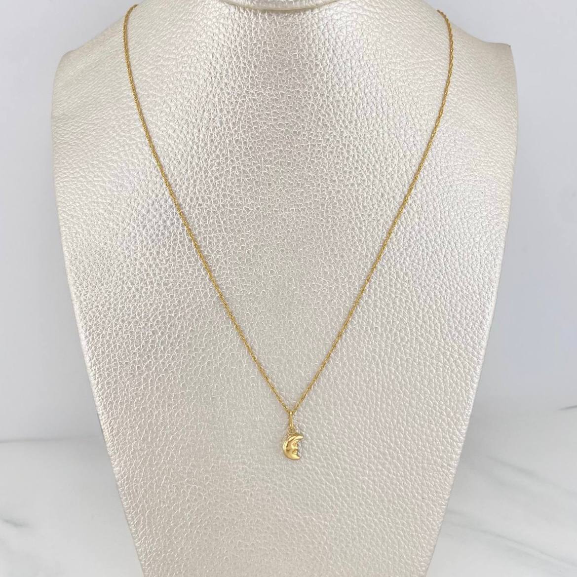 Set Cadena Lazo + Dije Luna / 1,2 gr / 15 3/4 in Oro Amarillo 18K