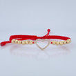 Pulsera Tejida Roja Corazon 1.9gr / Oro 18K &