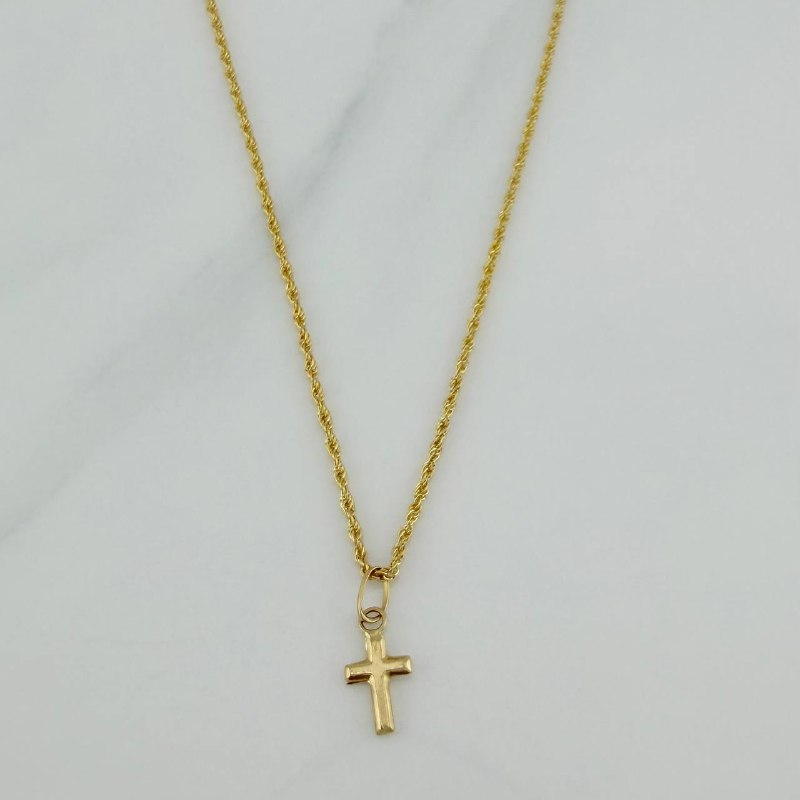 Rope Chain Set + Cross Pendant / 1.2 gr / 19 3/4 in 18K Yellow Gold