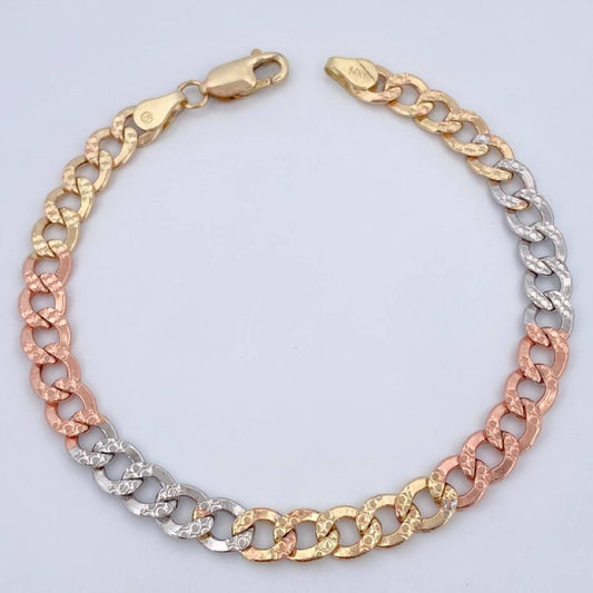 Cuban Bracelet 7.2gr / 8.5in / Three Golds +3 14K Italy &