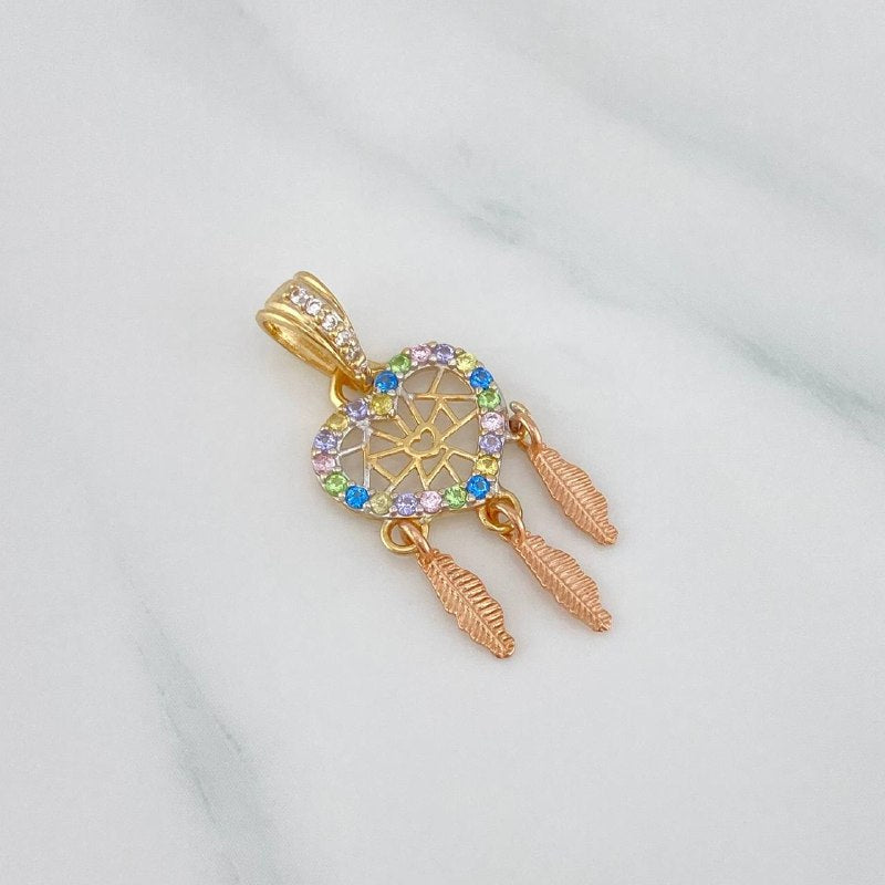 Dije Corazon Atrapasueños 1.5 g / 1 in Dos Oros Amarillo Rosa 18K