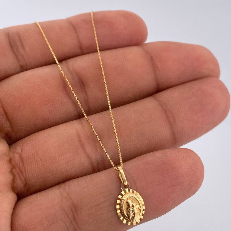Venetian Chain and Pendant Set + Virgin of Carmen 1.85gr / 18K Gold $