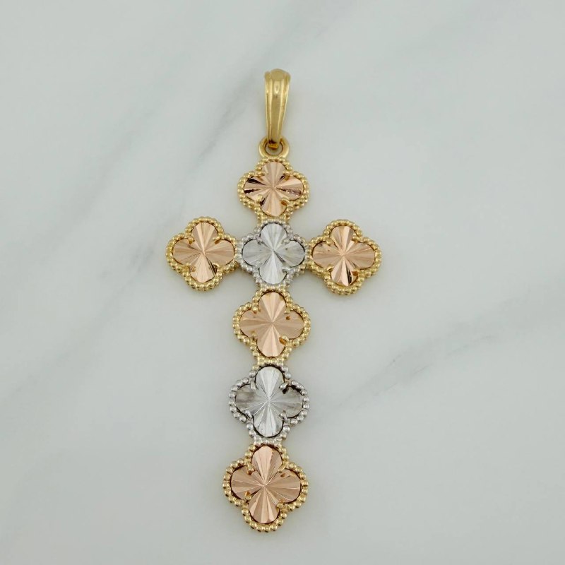 Dije Cruz Trebol 7.3 g / 2 1/2 in Tres Oros 18K