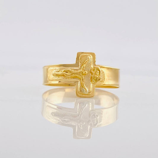Anillo Cruz Cristo 1.9g / T10 Oro Amarillo 18K