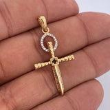 Pendant Cross Halo Sword 3.15gr / 1 3/4 in / Two-tone Yellow White 18K $