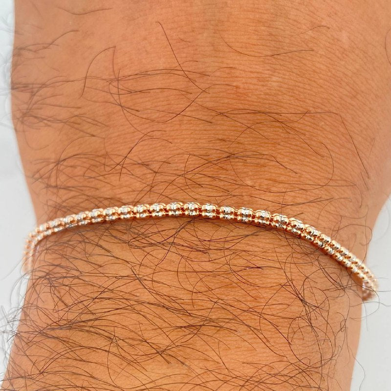 Ice Bracelet 4.1gr / 7in / Two-Tone White Rose Gold +4 14K Italy &