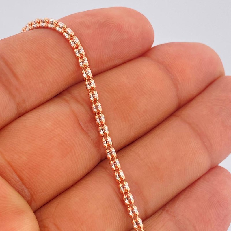 Ice Bracelet 4.7gr / 8in / Two-Tone White and Rose Gold +4 14K Italy $