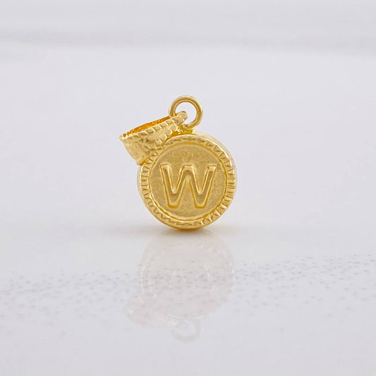Pendant Circle Letter W 0.45g / 1/2 in Yellow Gold 18K