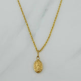 Set Cadena Lazo + Dije Virgen De Guadalupe / 1,2 gr / 17 3/4 in Oro Amarillo 18K