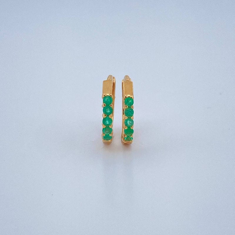 Hoop Earrings Carril Vasteado Emerald 1.05gr / 1/2 in / 18K Gold +