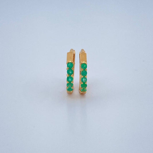 Hoop Earrings Carril Vasteado Emerald 1.05gr / 1/2 in / 18K Gold +