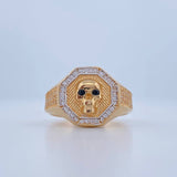 Anillo Calavera Octagonal 8.3gr / T11 / Dos Oros Amarillo Blanco 18K &